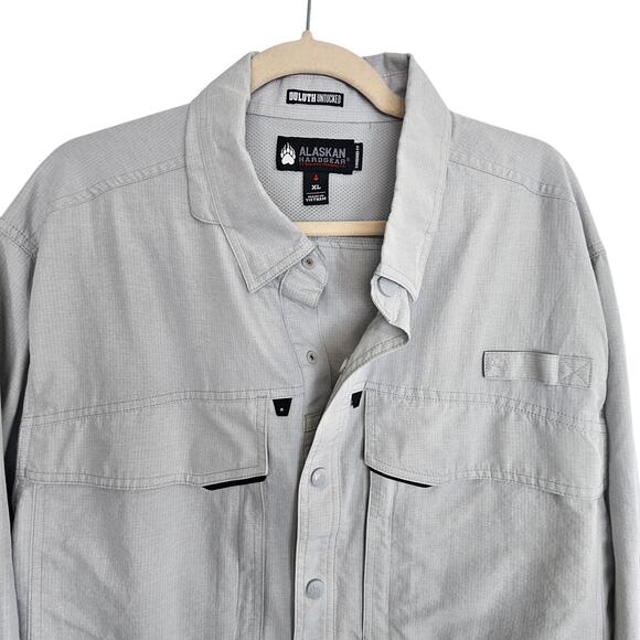 Alaskan Hardgear Duluth Trading Co. Gray Snap Front Untucked Shirt Men XL - Picture 2 of 8